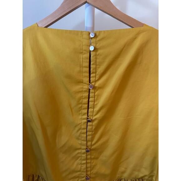 Tibi Cotton Peplum Top in Ochre Yellow, Size 2 - Picture 3 of 5